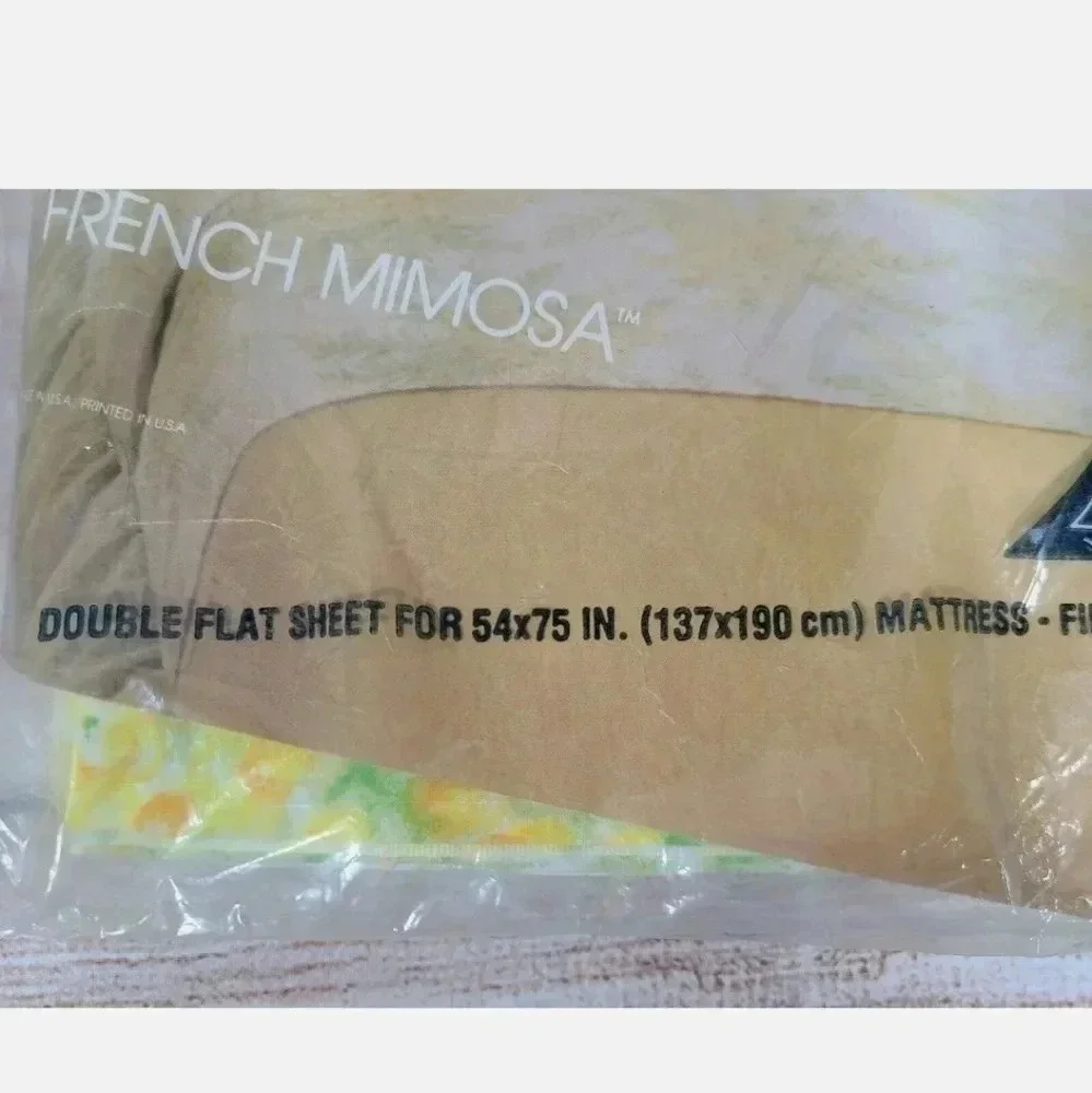 Vtg Pacific French Mimosa Double Flat Bed Sheet
